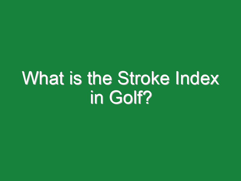 what is the stroke index in golf 203